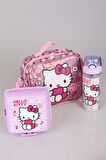 YENİ SEZON LİSANSLI HELLO KITTY'NIN PIRILTILI DÜNYASI ÖZEL KOLEKSİYON BESLENME ÇANTASI ,500 ML MATARA VE BESLENME KABI YEMEK SETİ