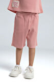 Kız Çocuk Giyim %100 Pamuklu Retro Pembe Oversize T-Shirt & Şort İkili Takım LL.P01.O2.L01.011
