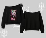 Kayık Yaka Sweatshirt Anime Kawaii Japon Kız Desenli