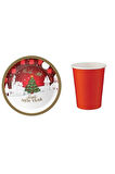 Yılbaşı Karton Tabak Bardak Set 8 Adet