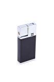 Tek Torch Pürmüz Siyah-Gümüş Metal Puro Çakmağı