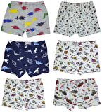6 Adet Likralı Erkek Çocuk Empirme Desenli Mody Penye Boxer
