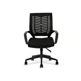Yumi Siyah Fileli Ofis Çalışma Koltuğu Krom Ayak