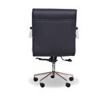 Anfibi Siyah Deri Ofis Çalışma Koltuğu