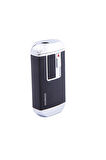 Siyah-Gümüş Multifonksiyonel Çakmak (Tek Torch Pürmüz Puro Çakmağı, Elektrikli Çakmak, Powerbank, El Feneri)