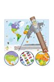 Scratch Map Kids Eyaletli Kazınabilir Çocuklar Için Eğitici Öğretici Dünya Haritası En Büyük Boy 70×100