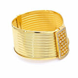 22 Altın Altın Kaplama Taşlı 9 Sıra Trabzon Kelepçe Bilezik