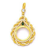 Altın Kaplama Yeşil Taşlı Sonsuzluk Çeyrek Çerçeve Kolye Ucu TGR-359