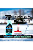 3’lü Kışlık Araç Bakım Seti Buz Çözücü Sprey & Buz Kazıyıcı & Çekçek