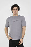 Unisex Bisiklet Yaka Slim fit T-Shirt- Gri