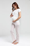 Kadın Beyaz Lohusa Pijama Takım