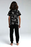 Erkek Çocuk Siyah Baskılı Pamuklu Alt Üst Takım A.R.N.T.R.3.O.Z.5.E.L.4.T.0.