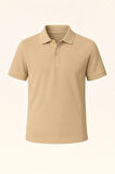 Erkek Bej Pamuklu Polo Yaka T-shirt
