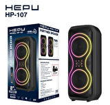 HEPU Hp 107 Taşınabilir Şarjlı Bluetooth Hoparlör 30 W Rms 2*8 Inc Kablosuz Karaoke Mikrofon Rgb Led