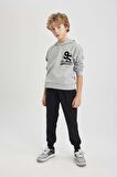 DeFacto Erkek Çocuk Kapüşonlu Baskılı Sweatshirt Eşofman Altı 2'li Takım B7731A824SPGR210