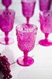 Akrilik Pembe 6 Lı Ayaklı Bardak