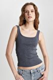 DeFacto Slim Fit Dar Kesim U Yaka Ribana Yıkamalı Soluk Efektli Basic Atlet C2621AX24SPAR191
