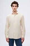Ds Damat Slim Fit Bej İtalyan Yaka Armürlü Gömlek 2HF02ORT3185 2HF02ORT3185