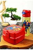 Süperman İki Katlı Beslenme Kutusu+Solo Pipetli Matara 500 ml.