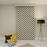 PAREDORA Brown Zigzag Tek Kanat Fon Perde