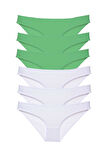 6 adet Eko Set Likralı Kadın Slip Külot Yeşil Beyaz