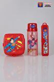 LİSANSLI SUPERMAN YEMEK SETİ BESLENME KABI,DİŞ FIRÇASI KUTUSU VE TRITAN MATARA 3'LÜSÜ