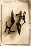 Tula Siyah Rugan Topuklu Ayakkabı 7.5 cm Topuk