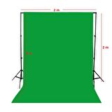 Rabsev 2x3m Yeşil Fon Perde + Fon Standı Seti 4 Mandal Green Screen Background