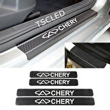 Chery Karbon Kapı Eşiği Kaplama Sticker Yapıştırma (4 Adet) zz4