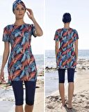 Estiva 23810 Lacivert Kısa Kol  Yarı Kapalı Mayo