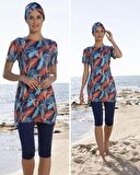 Estiva 23810 Lacivert Kısa Kol  Yarı Kapalı Mayo