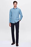 Slim Fit Petrol Italyan Yaka Dar Kesim Klasik Kravatlık Uzun Kollu Kolay Ütülenebilir Nefe 2HF02ORT5185