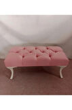 Kapitoneli Kapıönü Ayak Ucu Bench Puf Makyaj Koltuğu– 90 x 40 cm - Pudra Pembe