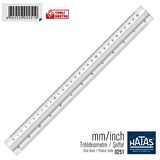HATAŞ TEKNİK Hatas Tribldesimetre Şeffaf Üçgen Santimetre-İnch Ölçekli Cetvel 30cm 12inch