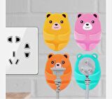 4 Adet Ayıcık Desenli Yapışkanlı Kablo Fiş Tutucu Sevimli Ayıcık Çok Amaçlı Düzenleyici Diş Fırçası Fiş Tutucu 