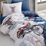 Ranforce 100% Pamuk Tek Kişilik Yorgan Road King Mavi