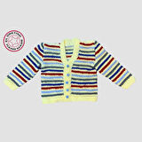 Uretti - Rukiye 7294 - El Örgüsü Çizgili Erkek Çocuk Hırka 3 Yaş / Renkli