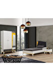 Giallo Genç Odası - 3 Kapılı Dolap, Karyola, Komodin