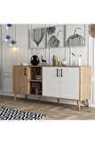 Mezza 1624 Exxen 180 Cm (AHŞAP AYAKLİ) Modern Konsol Sepet Beyaz
