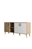 Mezza 1624 Exxen 180 Cm (AHŞAP AYAKLİ) Modern Konsol Sepet Beyaz