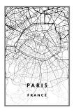 Paris Şehir Haritası Tablosu 35x50 Cm Yüksek Kalite Fineart Baskı Siyah Çerçeveli