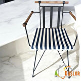 40x40 Lacivert Beyaz Çizgili Alt Sandalye Minderi 4 cm