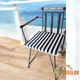 40x40 Lacivert Beyaz Çizgili Alt Sandalye Minderi 4 cm