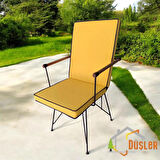 40x90 Sarı Renkli Lacivert Biyeli Sırtlı Sandalye Minderi 5 cm