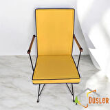 45x100 Sarı Renkli Lacivert Biyeli Sırtlı Sandalye Minderi 5 cm