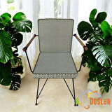 40x90 Yeşil Zikzak Desenli Yeşil Biyeli Sırtlı Sandalye Minderi 5 cm