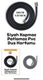 Modern Siyah Pvc Duş Hortumu 150 Cm Esnek Ve Patlamaya Dayanıklı - Paslanmaz Banyo Hortumu