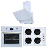 Süsler 3'lü Beyaz Cam Ankastre Set Turbolu 3324 Davlumbaz - 2238 Ocak - 1327 Turbo Fırın