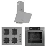 Ferre Pure Ss Serisi Gri Cam Ankastre Set D088 - SS208 Kare - XE61CPR
