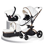 Huggy Egg 6 İn 1 Travel Sistem Bebek Arabası Beyaz Siyah